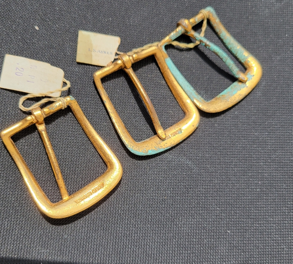 Bronze Buckle Trio ~ L.S. Ayres & Co. Vintage Antique? ~ Original Tag ~ *NOTE - Picture 14 of 16